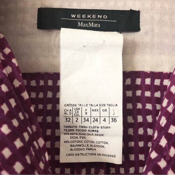 Weekend Max Mara Purple and White Print Women’s Silk Blend Shirt Dress Size 2 - Picture 2 of 8